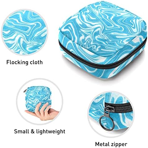 Bolsa de armazenamento de guardanapos sanitários Oryuekan, bolsas de zíper menstrual reutilizável portátil, bolsa de armazenamento de tampões para mulheres meninas, Psyche Art Abstract Blue Marble Pattern