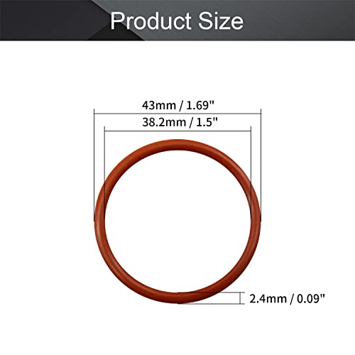 Othmro O-ring, vermelho redondo 1-1/2 ID, 1-11/16 OD, 3/32 Largura, Silicone O-ring Métrica de vedação