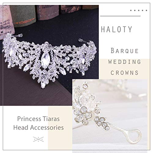 Haloty Barroco Crystal Wedding Crowns Bride Tiara Queen Rainha Coroa de Rhinestone e cabeça de noiva Tiara para mulheres e meninas