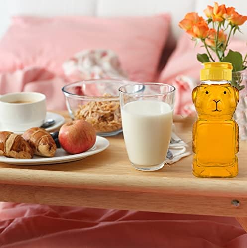 Almoxvye 20 pacote garrafa de mel plástico, 6 oz urso frascos de mel aperte garrafa de mel com tampas