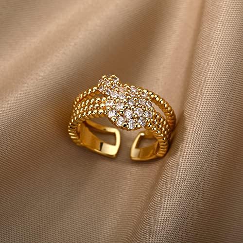 Oyalma Zircon Circle Open Rings for Women Crystal Gold Finger Charme Anel Ajuste Jóias dos Namorados-89945