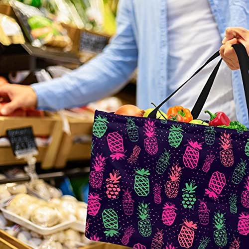 sacos de supermercado reutilizáveis ​​de Josid com alças de bolsas de compras dobráveis ​​50L Armazenamento de cesta de piqueniques, abacaxi