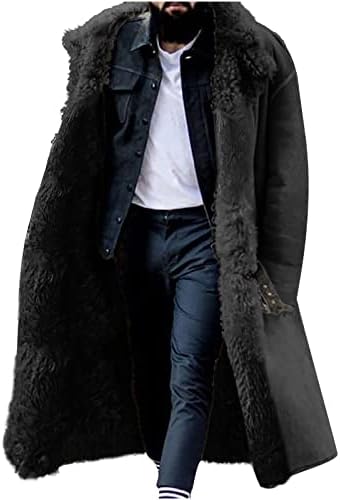 Valseel Men Overcoat Trench Coat Casual Color Solid Winter Turndown Mantenha o Windbreaker de peito único quente espessa jaqueta longa
