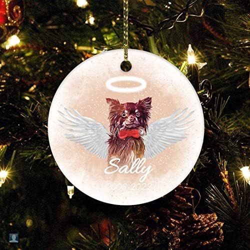 Cerâmica Ornamentos de cão Pet Memorial Angel Wings Nome e Data Custom Ornamento de Christmas Ornamento de