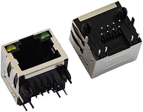 Rede Ethernet blindou RJ45 com luzes LEDs Ethernet Jacks 8p8c conectores de soquete feminino 8pin PCB montagem