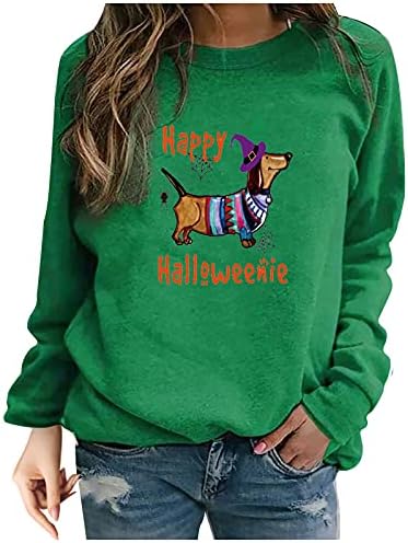 Sweater de Halloween de tamanho feminino camisetas de manga longa camisetas camisetas de pullocatomia