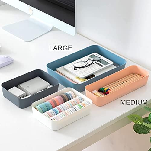 Serenita Soft Plastic Drawer Organizer Armazenamento de bandeja de bandeja conjunto para cômoda de cozinha quarto de quarto de escritório de mesa.