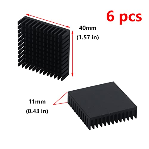 Antrader 6pcs Chipset Chipset TEIO RADIADOR DE RESIMENTO DE RECURSO DE FINAÇÃO DE EATURA 40mm x 40mm x 11mm preto