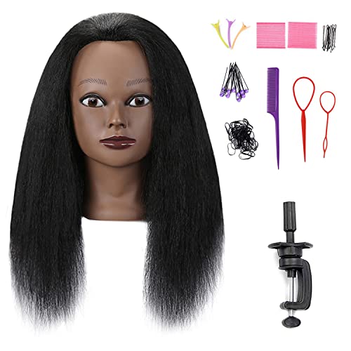 Sophire 16 de cabelo de cabelo real com suporte, cabeleireiro cosmetologia mannequin manikin treining prática de boneca de boneca para travar penteado - preto