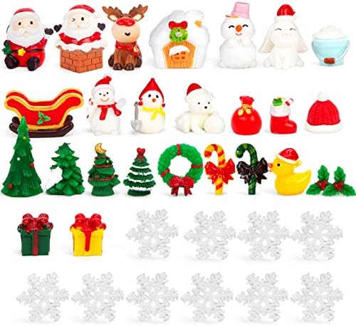 Figuras em miniatura de Natal 36pcs de Natal e sacos de flocos de neve de Natal