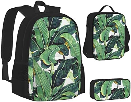 Mochila de palmeira de banana tropical Conjunto de mochila de três peças Backpack Backpack Bolsa de lanchone