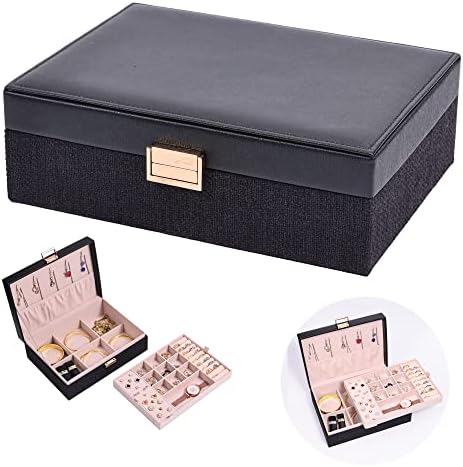 Caixas de jóias Dajasan para mulheres meninas, caixa de organizador de jóias, capa de armazenamento