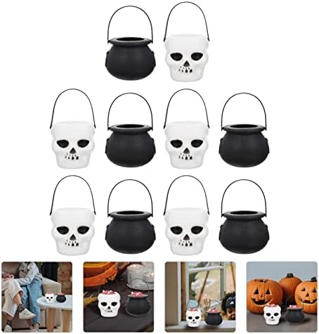 Caldeirão de bruxa stobok caldeirão de bruxa 10pcs Halloween Candy Bucket Witch Candy Bucket Skull Design