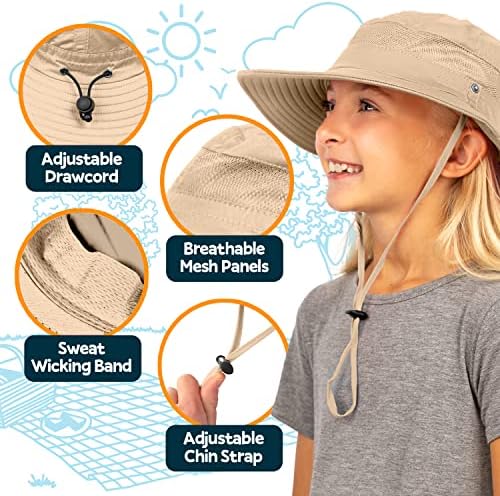 Geartop UPF 50+ Kids Sun Hat para proteger contra raios solares UV - Chandeiro infantil e chapéus de sol para