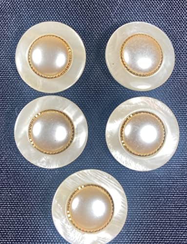 Botão de pérola branca com aro dourado Marbleized Outer Fashion Buttons Design Sets 11pc.