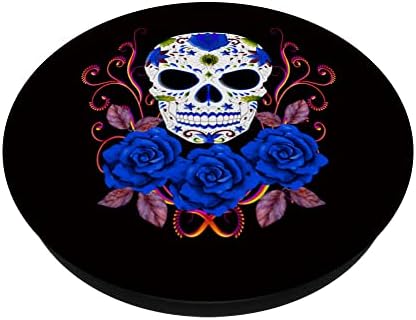 Sugar Skull Day of the Dead Blue Roses Popsockets Swappable PopGrip