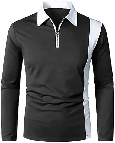 Wocachi Zipper Camisetas Polo para homens, inverno 1/4 zíppe de manga longa Slim Fit Henley Tir