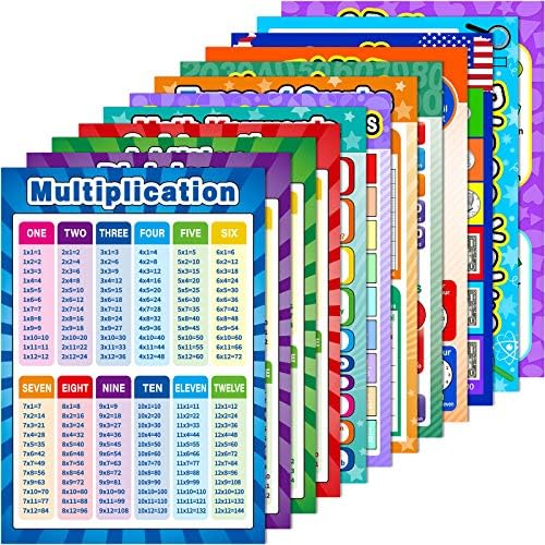 12 peças Pôsters de matemática educacional para crianças com ponto de 120 ponto de cola para o ensino fundamental