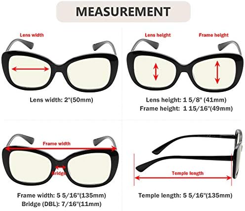 Eyekepper 4-Pack Reading Glasses Blocking Bloqueio de Computador de grandes dimensões Leitores Mulheres +2.0