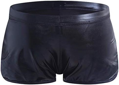 Boxers para homens imitação de laca Sexy calças calças de roupas íntimas de couro sexy masculino