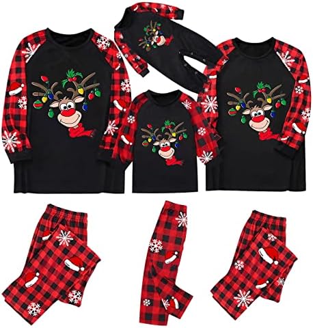Pijama de Natal para Família 2022 Rena Graphic PJS Conjuntos de combinação de PJ Decorações de Natal da Árvore de Natal
