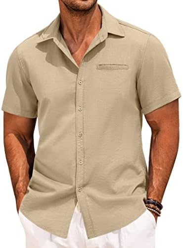 Coofandy Mens Casual Casual Camisa Camisa de Manga Curta Camisa Summer Beach Hawaiian Shirts