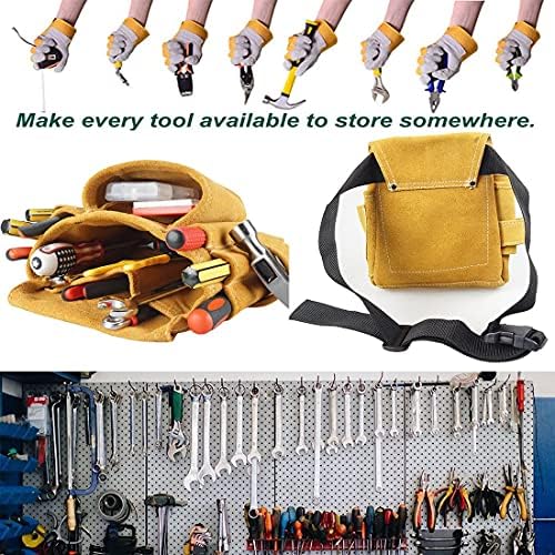 MMDSG Saco de ferramentas de cintura de couro, bolso da ferramenta portátil com cinto ajustável, kit de ferramentas