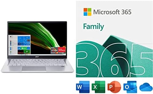 Acer Swift 3 laptop fino e leve | 14 Full HD IPS SRGB Display | AMD Ryzen 7 5700U Processador octa-core | 8GB LPDDR4X | Com Microsoft 365 Family |