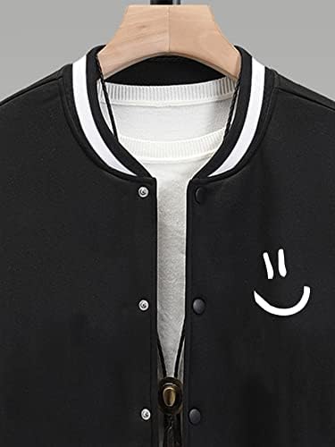 Jackets Ninq para homens - Men 1pc Expressão Impressão Colorblock Drop ombro Varsity Jacket