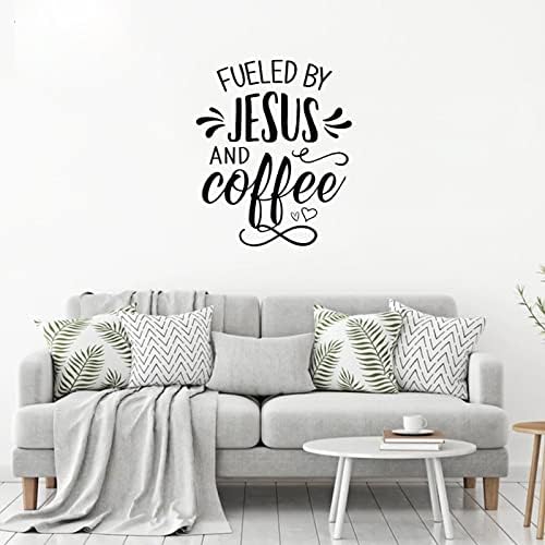 Decoração de parede de escritório inspirada alimentada por Jesus e adesivos de parede de café para