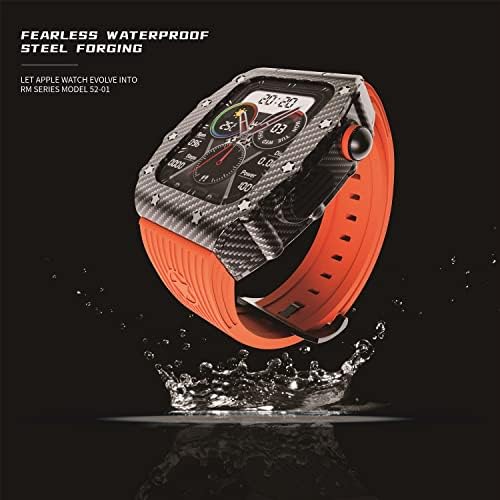 Metal Luxury Watch Case com bandas, compatível com o relógio Apple Watch Series 45/44mm, caso de segurança de