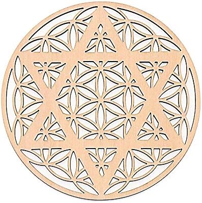 Sharvgun redonda Chakra Pattern Coaster Flower of Life Decoração Cura Artes de madeira natural Artes