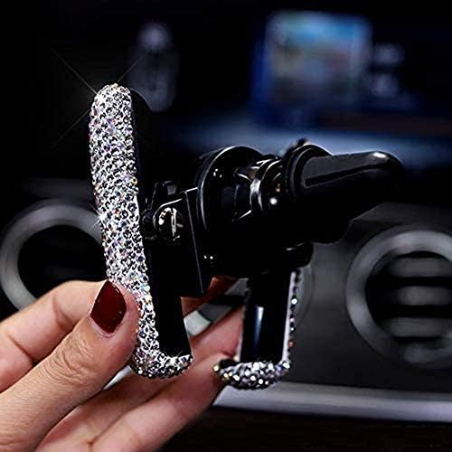 Kabiou Universal Car Phone Holder Mini Car Dash Air Vent Automático Mount Universal 360 ° Bling Ajuste Bling Crystal Auto Stand Phone Acessórios para mulheres e meninas-rosa