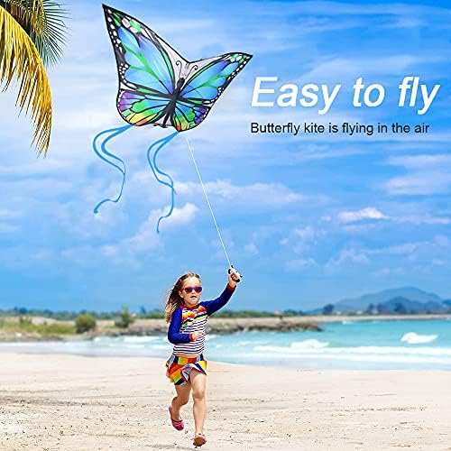 Pipada de borboleta para crianças e adultos, fáceis de voar pipas de borboleta com cauda longa para