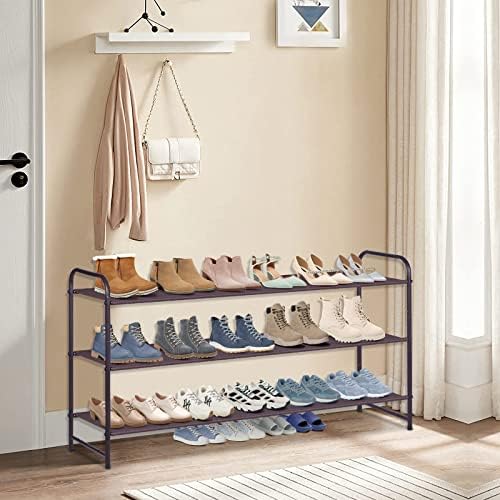 Aooda Rack de sapatos de três camadas para o armário de calçados empilháveis ​​organizador de prateleira e armazenamento para piso, entrada