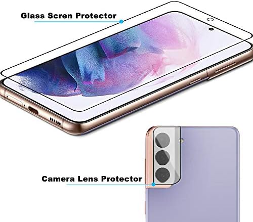 Protetor de tela de vidro de 3 pacote para pacote para Galaxy S21, 3 protetor de lente de câmera de pacote