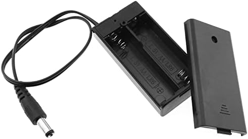 RlecS AA Suporte de bateria preto 2x1.5V 3V AA Caixa de bateria AA com conector macho de 5,5x2.1