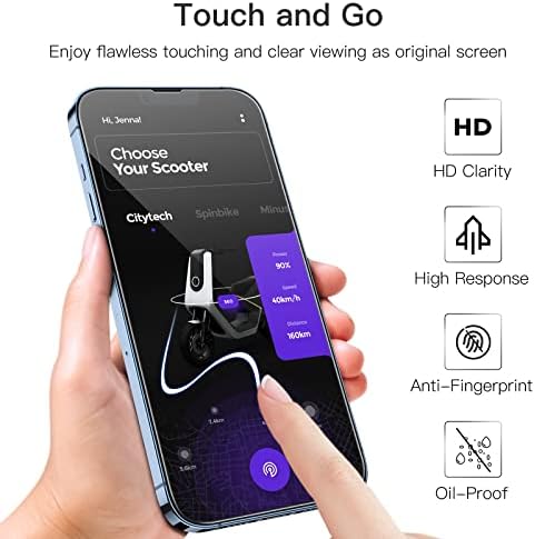 Protetor de tela de cobertura completa do Jetech para iPhone 13 Pro máximo de 6,7 polegadas, 9h de filme de vidro temperado, amigável, HD Clear, 3-pacote