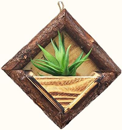YARNOW 3PCS Living Wooden Rustic Decor Basket Pote criativo Pote suculento Flor Interior Parede média- montada