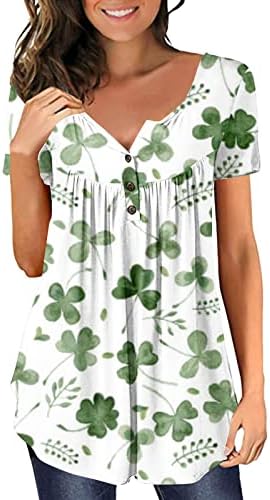 Yubnlvae St. Patrick's Day Tshirt feminino Tie Tye Crewneck Blusa de emenda de férias solta e de férias