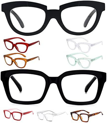 Eyekepper economiza 10% em 5 pacotes mulheres meio lua de leitura de óculos e 4 pacotes de leitores quadrados de grandes dimensões +2,50