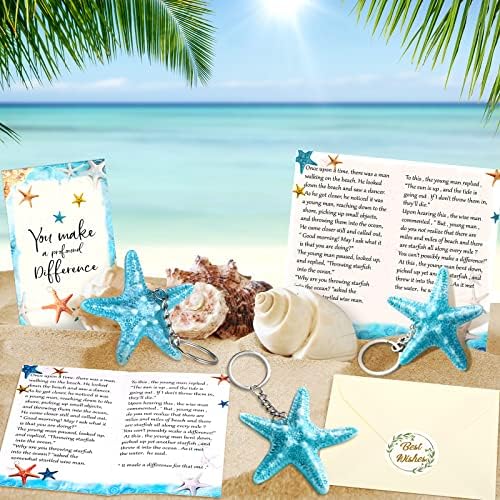 36 PCs Starfish Story Stake Stake Starfish Apreciação do conjunto de presentes incluem Starfish Story Keychain Cards White Envelope