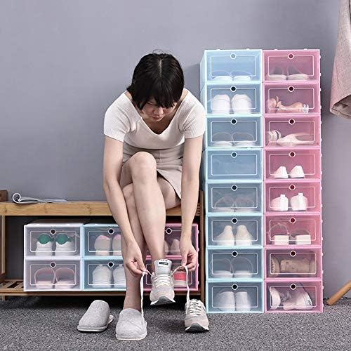 Caixa de sapato de molusco impermeável do ZRSJ, caixa de armazenamento empilhável transparente e à prova de poeira, caixa de armazenamento de gabinete de sapatos femininos e masculinos para uso doméstico