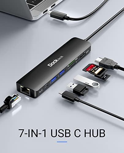 Pacote-2 itens: Cablecreation 3-porta USB 3.0 Hub com adaptador Ethernet, 7 em 1 USB C Hub 4K 60Hz