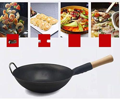 Gydcg wok - frigideira com tampa, cesta de frituras e rack de vapor, panela de cobre antiaderente com tampa,