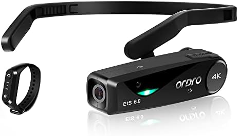 Ordro Ep6 Plus 4K Câmera de vídeo vestível Câmera de câmera montada na cabeça FHD 1080p 60fps Câmera VLOG
