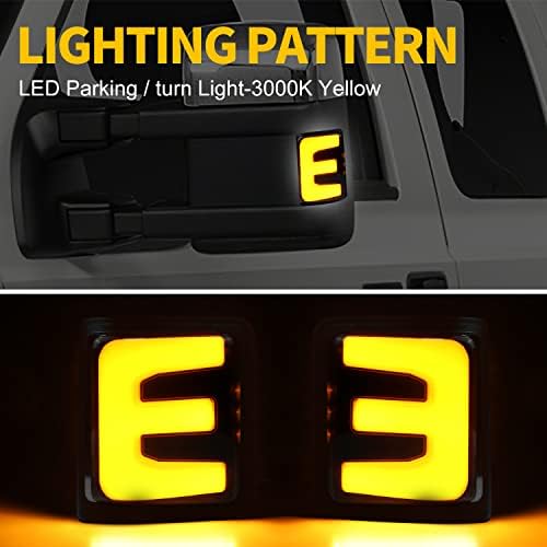 AutoBoom Lizer Luzes de Minzenador Luzes LED Mirror Signal e luzes de corrida compatíveis com 2008- F250 F350 F450 F550 Super Duty Mirror Lights DRL Lâmpada de estacionamento