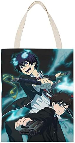 Vvedik Blue Exorcist Anime Tela Tote Bag for Women Reutilable Grocery Bag Bag Saco de Moda de