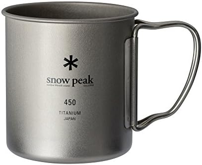 Snow Peak Ti -Single 450 Cup - Copo de titânio leve e compacto com alças dobráveis ​​- D 3 H 3.2