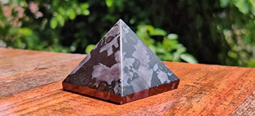 Orgonite Shop Indigo Gabbro Crystal Gemstone Pyramid | Mística Merlinite Crystal Gemstone Pyramid | Kit de Reiki de Energia de Energia de Meditação de Power Aura de Cura